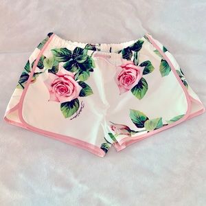 Dolce & Gabbana Girls Ivory Rose Print Shorts
